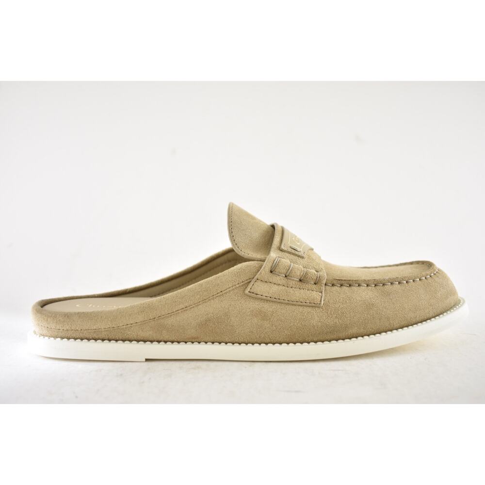 Dior Boy Mule Corde Beige Suede Leather Backless Slip On Logo Loafer Flat 42 - Picture 2 of 16